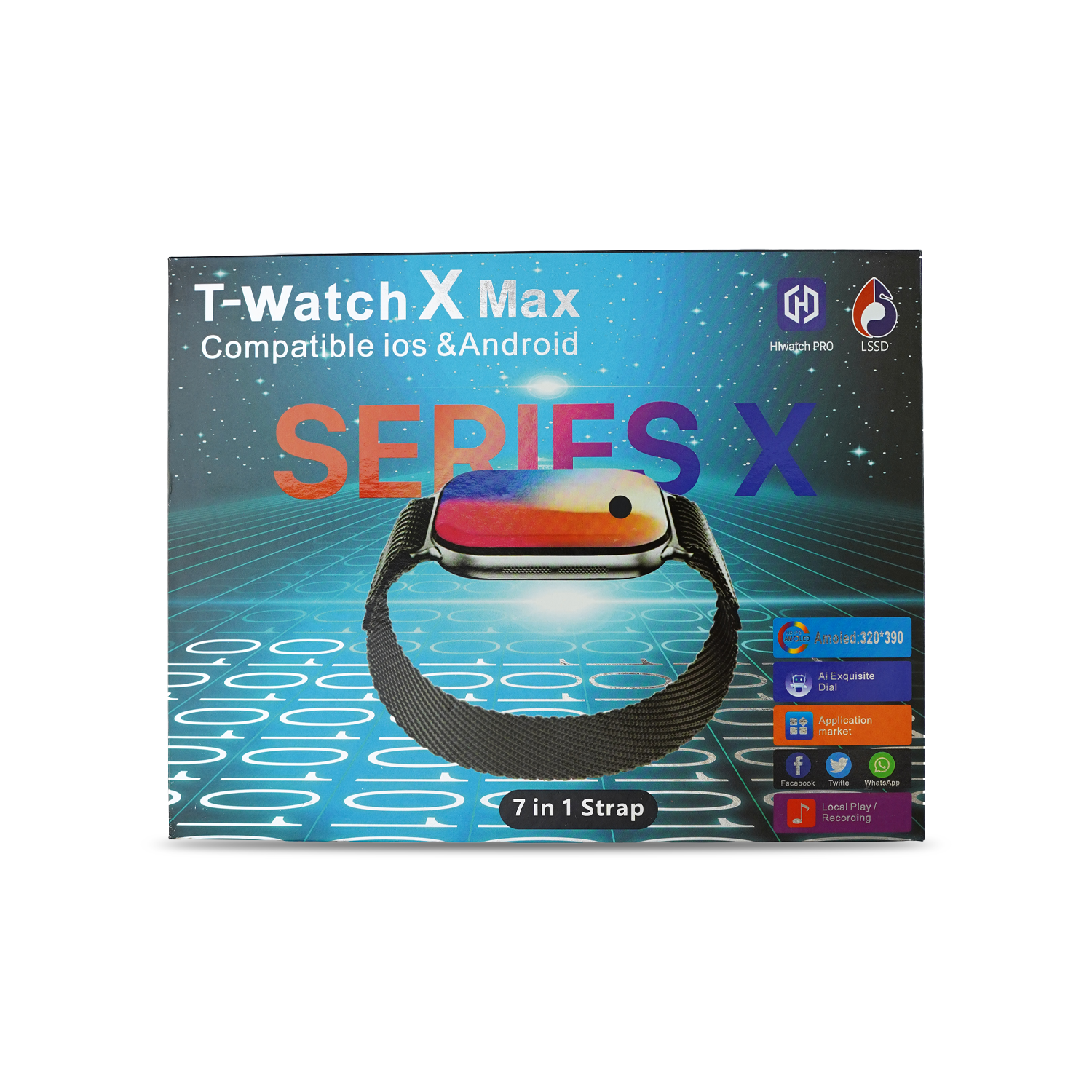 T-Watch X Max – Series X Smartwatch (7-in-1 Strap | Android & iOS Compatible)