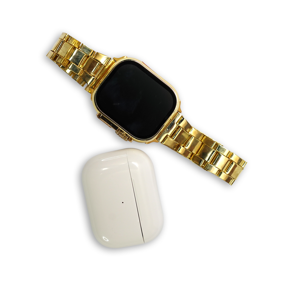 H20 Smart Watch & Wireless Earphone Set – 49MM Gold Edition | 6-in-1 Strap Combo